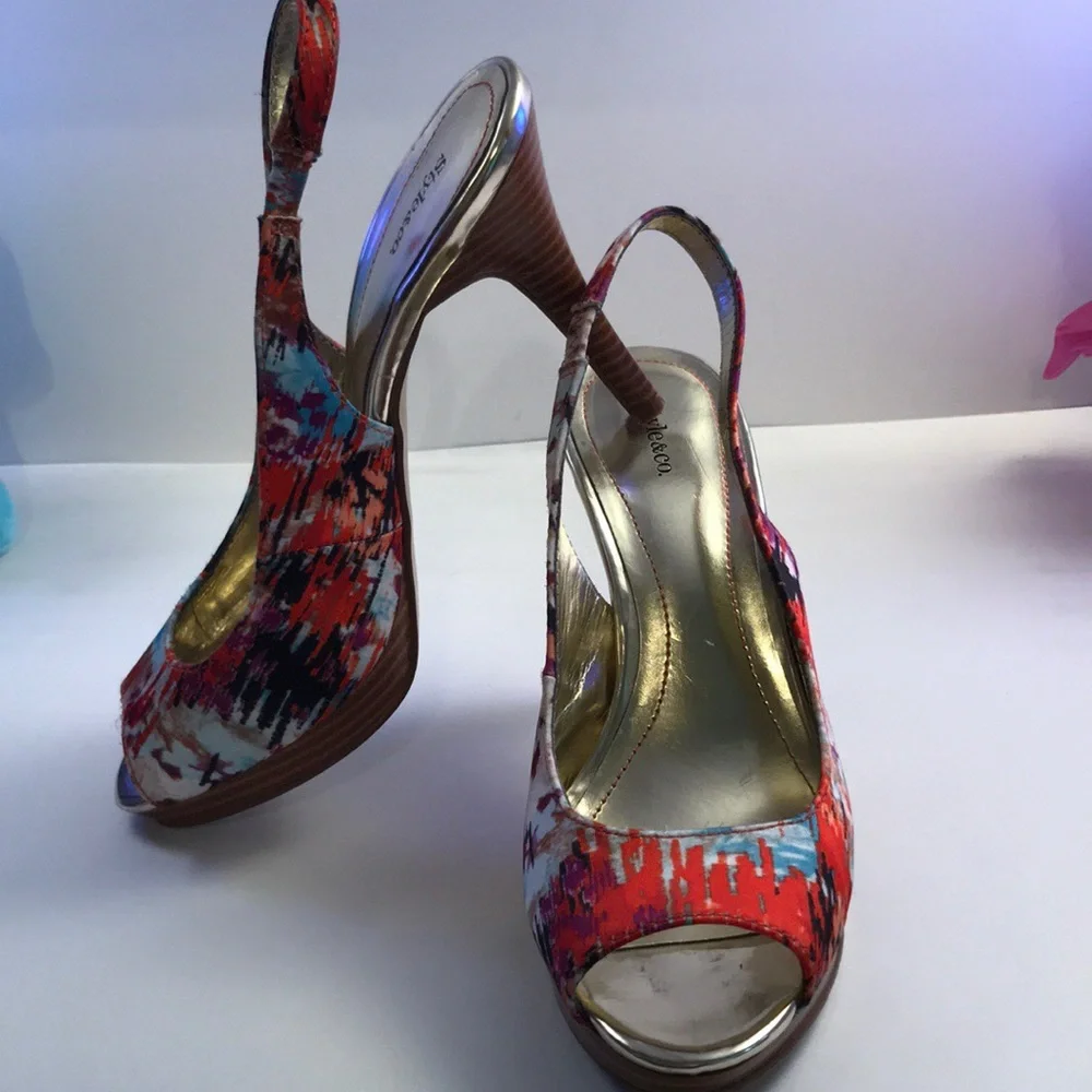 Style&Co. multicolor sling back peep toed shoes  7‎ - Picture 4 of 8